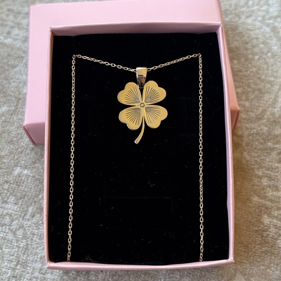 Brand New 14K Gold Plated Sterling Silver 4 Leaf Clover Necklace Lucky Charm - Picture 10 of 16